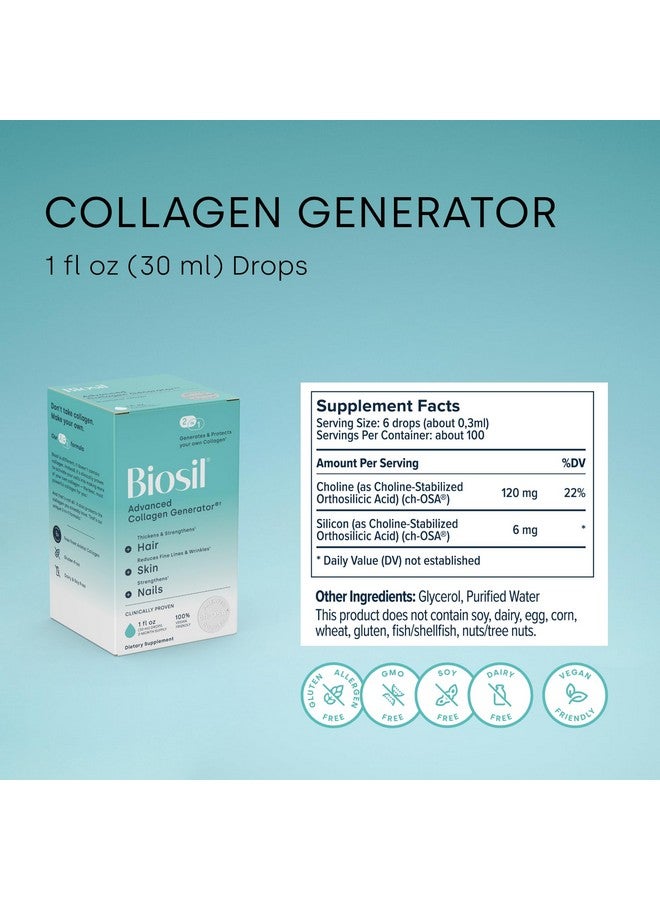 BIOSIL Biosil Collagen Generator - 1 fl oz Drops, Pack of 2 - with Patented ch-OSA Complex - Generates & Protects Your Own Collagen - GMO Free - 120-Day Supply - Image 3