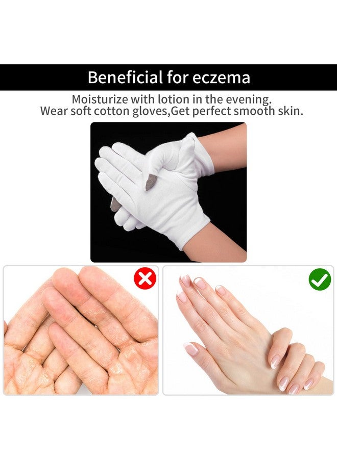 Sibba 2 Pairs Touch Screen Moisturizing Gloves White Cotton Moisturizing Gloves Overnight Bedtime Heal Eczema Sleeping Lotion Hand Spa Treatment Gloves Repair Rough Cracked Dry Chapped Hands Skin - Image 5