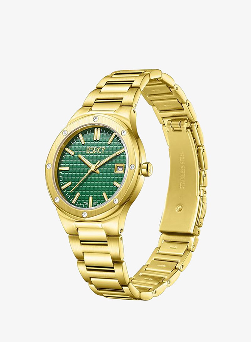 Ecstacy E23509-GBGG Women's Analog Display Watch & Stainless Steel Strap Gold - Image 2