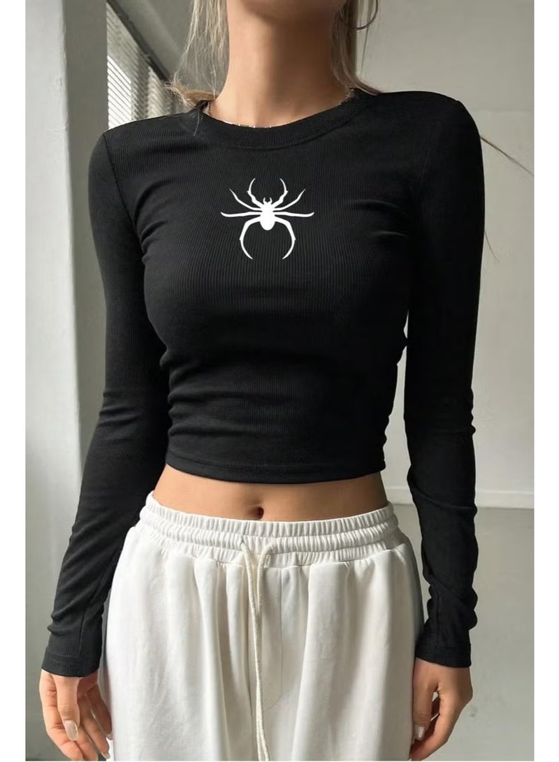 BRZ Collection Women's Long Sleeve Ribbed Crop Blouse - Image 2