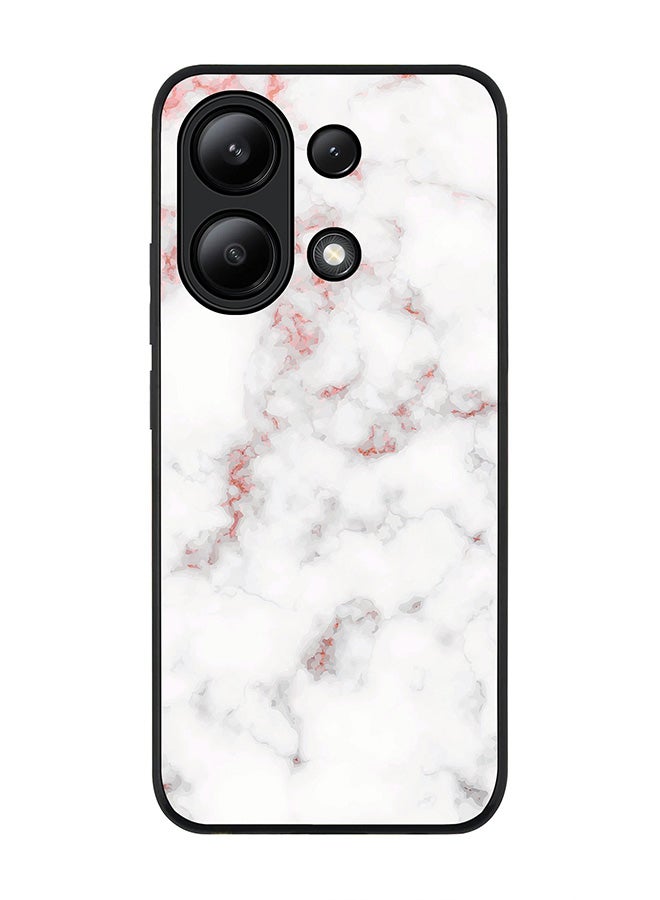 Stylizedd Rugged Black edge case for Xiaomi Redmi Note 13 4G, Slim fit Soft Case Flexible TPU Gel Thin Cover -  Marble Print Rose Grey - Image 1