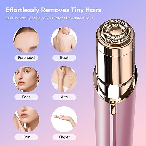 claities Facial Hair Remover for Women as Seen on TV Painless Face Shaver Mini Hair Remover Electric Razor Shaver Portable Bikini Epilator for Lips Chin Armpit Peach FuzzNeck CheekRose Gold - Image 3
