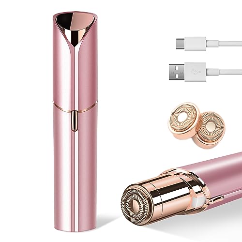 claities Facial Hair Remover for Women as Seen on TV Painless Face Shaver Mini Hair Remover Electric Razor Shaver Portable Bikini Epilator for Lips Chin Armpit Peach FuzzNeck CheekRose Gold - Image 1