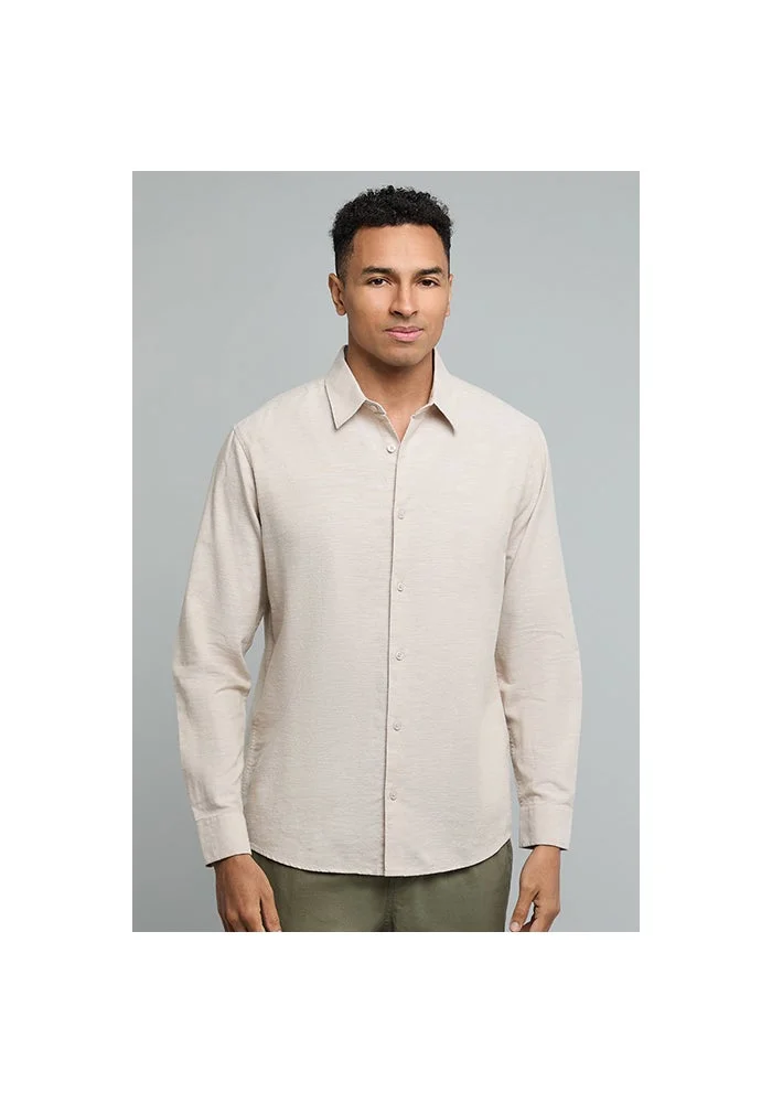 أر أند بي Solid Shirt with Classic Collar and Long Sleeves