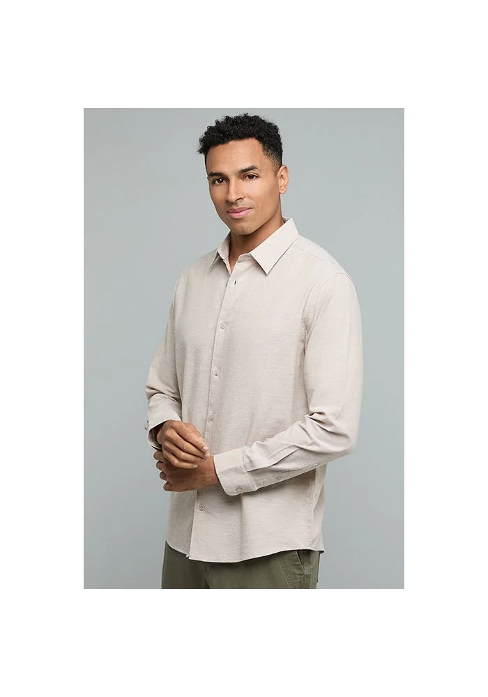 أر أند بي Solid Shirt with Classic Collar and Long Sleeves