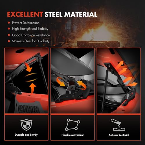 A-Premium أجزاء A-Premium لمفصلات غطاء المحرك الأمامية للسائق والراكب متوافقة مع إنفينيتي Q50 2014-2023، Q60 2017-2022، Q70 2014-2019، Q70L 2015-2019، M35h، M37، M56 و نيسان GT-R، الجانب الأيسر والأيمن، مجموعة 2 قطعة - Image 4