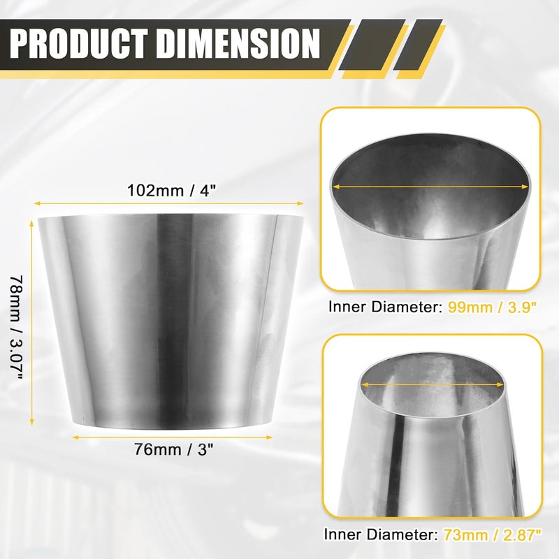 X AUTOHAUX Car Mandrel Exhaust Bend Elbow Pipe 304 Stainless Steel Concentric Reducer 3" OD to 4" OD 2pcs Wet anti slip - Image 3