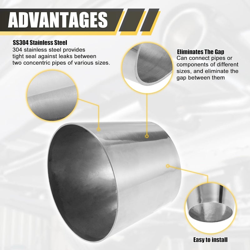 X AUTOHAUX Car Mandrel Exhaust Bend Elbow Pipe 304 Stainless Steel Concentric Reducer 3" OD to 4" OD 2pcs Wet anti slip - Image 5