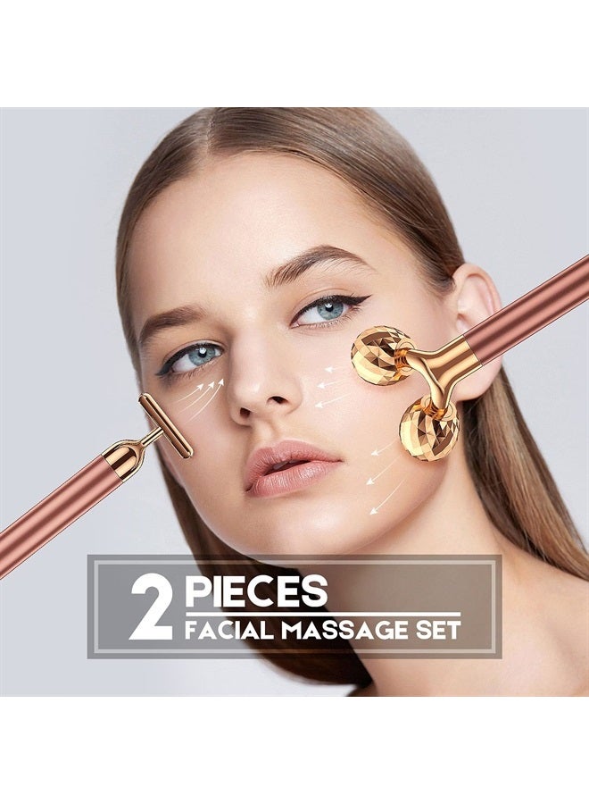 SSGP 2 in 1 Face Massager Roller Electric Face Roller, 3D Roller and T Shape Face Massager Kit Gift Set for Face Skin Care Tools - Image 2