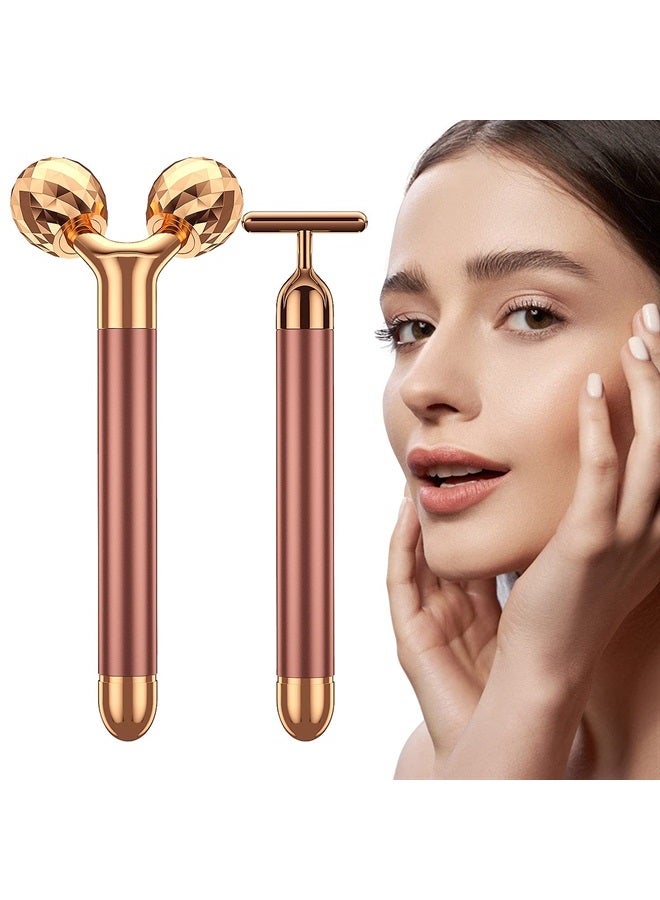 SSGP 2 in 1 Face Massager Roller Electric Face Roller, 3D Roller and T Shape Face Massager Kit Gift Set for Face Skin Care Tools - Image 1