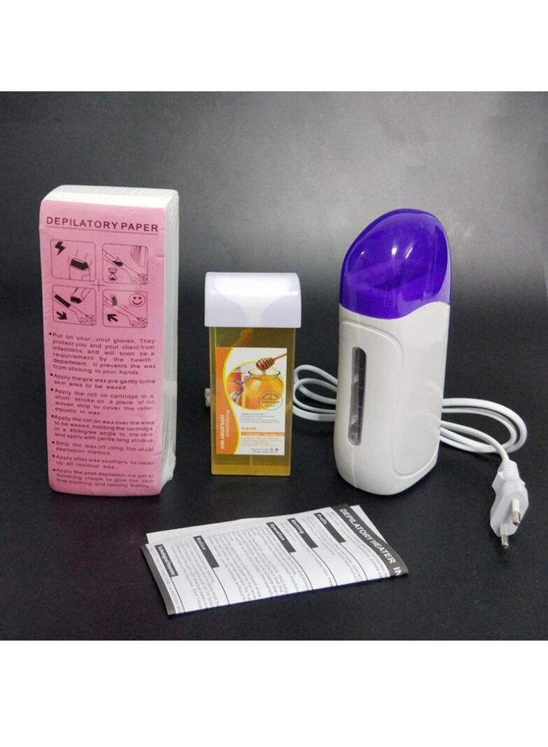 DubaiGallery 3 in 1 Portable Cartridge Wax Heater Kit, Mini Waxing Machine + Depilatory Wax + 100PCS Depilatory Paper for Hair Removal - Image 5