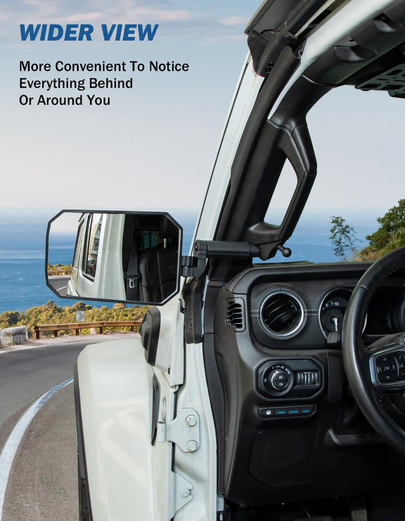 JOYTUTUS Red Mirrors Doors Off Compatible with Wrangler JL Gladiator JT 2018-2023, Side Mirrors with Ball Adapter Wider View No Vibrate & Wobble (NOT FIT 2024+ Wrangler & Gladiator JT) - Image 2