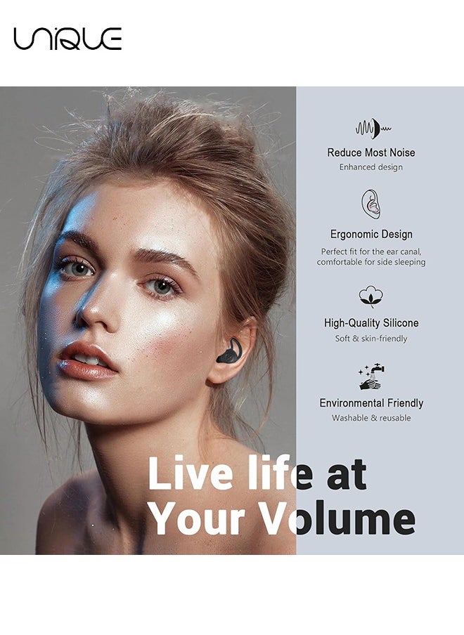 Unique Noise Reduction Ear Plugs, Ultra Comfortable Silicone Reusable Ear Plugs for Sleeping, Snoring Swimming, Studying, Concerts, Noise Cancelling and Hearing Protection - Black  - Image 4