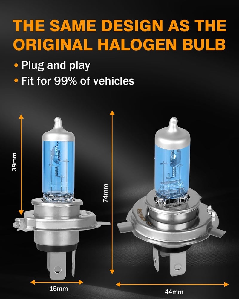 NSDXCT H4 High Performance Headlight Bulbs for Nissan Versa 2007-2019 - Super Bright 5000K Halogen Replacement - Image 3