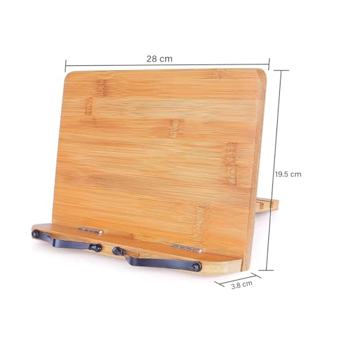 oddpod™ 11-Inch Bamboo Book Stand for Reading, Large Foldable Holder for Desk with Adjustable Height and Page Clips for Cookbooks, Textbooks, Recipe, Music & Tablets (Small) - Image 3