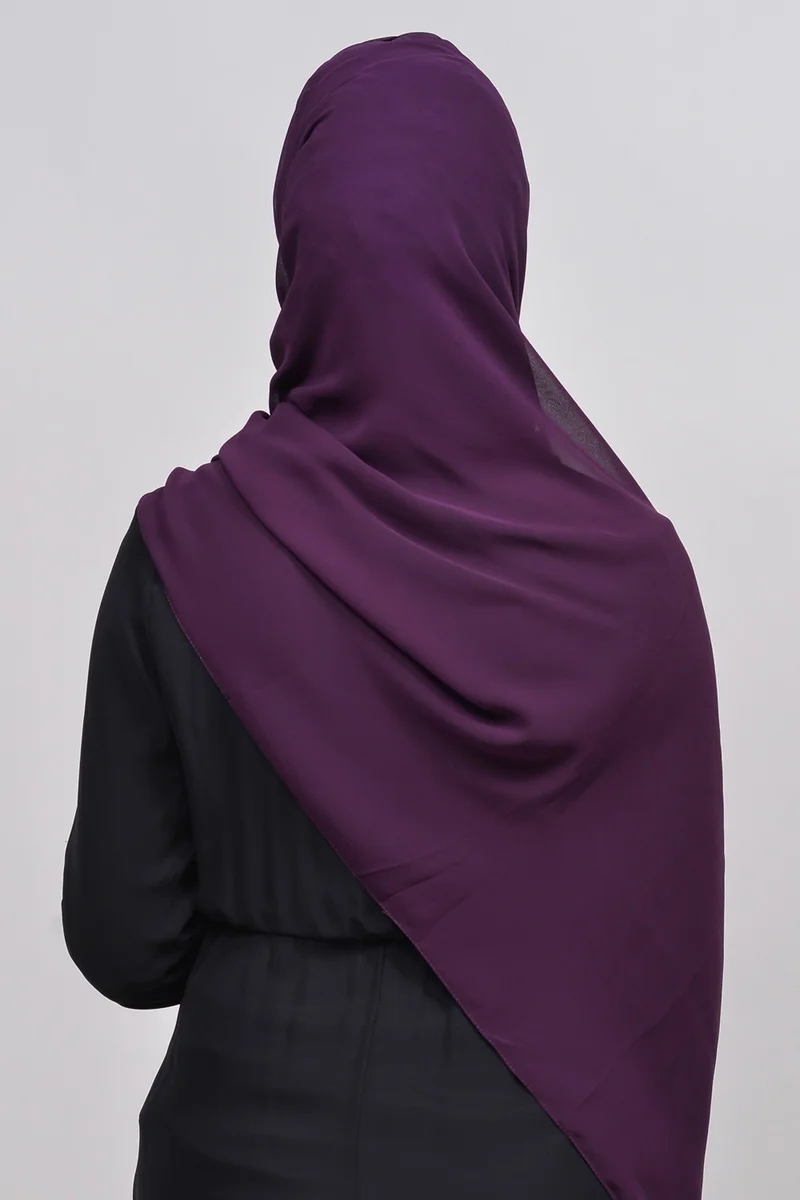 التوبة Elegant Stone Draped Ready Practical Chiffon Hijab Shawl-Dark Plum