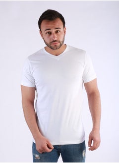 جت تي شيرت داخلية للرجال نصف كم رقبة سبعه من جيت-أبيض  - Image 3