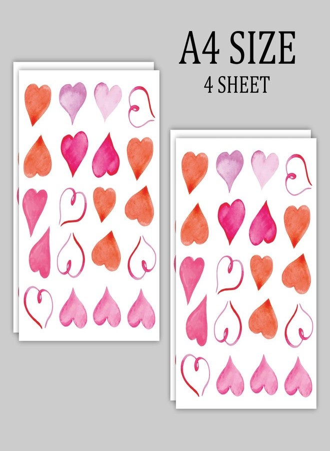 CVANU 4 Sheet of Beautiful Heart Shape Self-Adhesive Vinyl Wall Sticker for Wall Decoration (11.7inch X 8.3inch)_S352 - Image 4