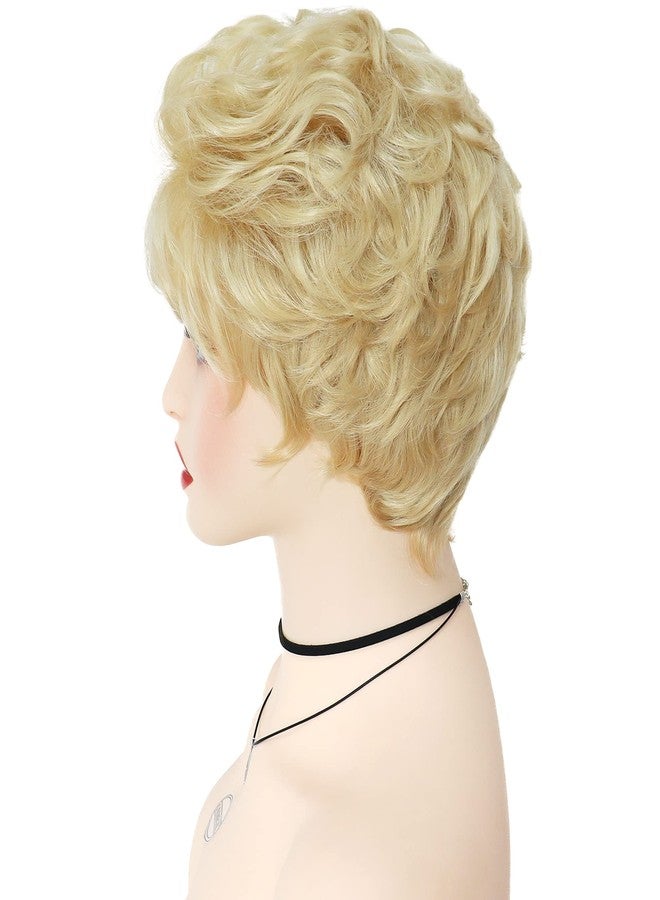 GNIMEGIL Elderly Wigs Short Curly Wig for Ladies Synthetic Hair Old Women Wigs Light Blonde Wig Halloween Costume Carnival Party - Image 4