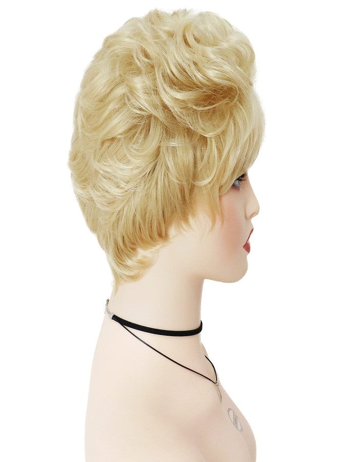 GNIMEGIL Elderly Wigs Short Curly Wig for Ladies Synthetic Hair Old Women Wigs Light Blonde Wig Halloween Costume Carnival Party - Image 3