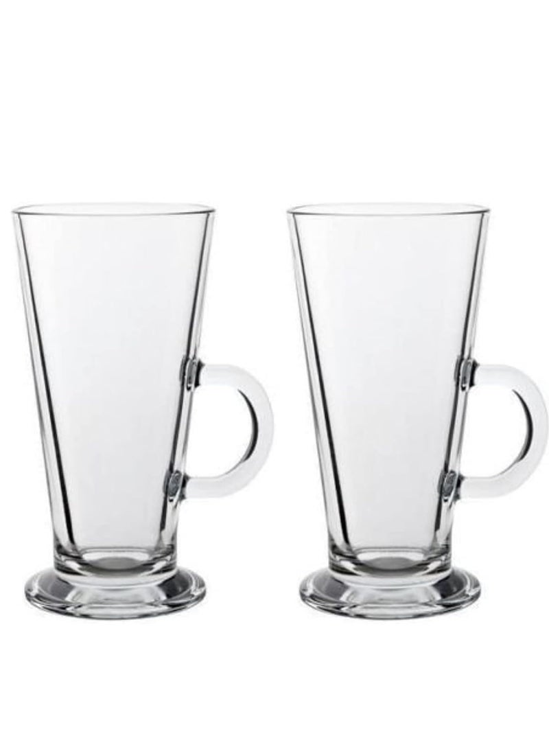HOME ZONE (Set of 2)Latte Glasses Tea & Coffee Cups 358ml Temperature Resistant Hot Drink Cafe Mugs with Handle Ideal for Milk Juice Ice Cream Latte, Cappuccino, Espresso and Hot Chocolate (358 ML) - Image 2