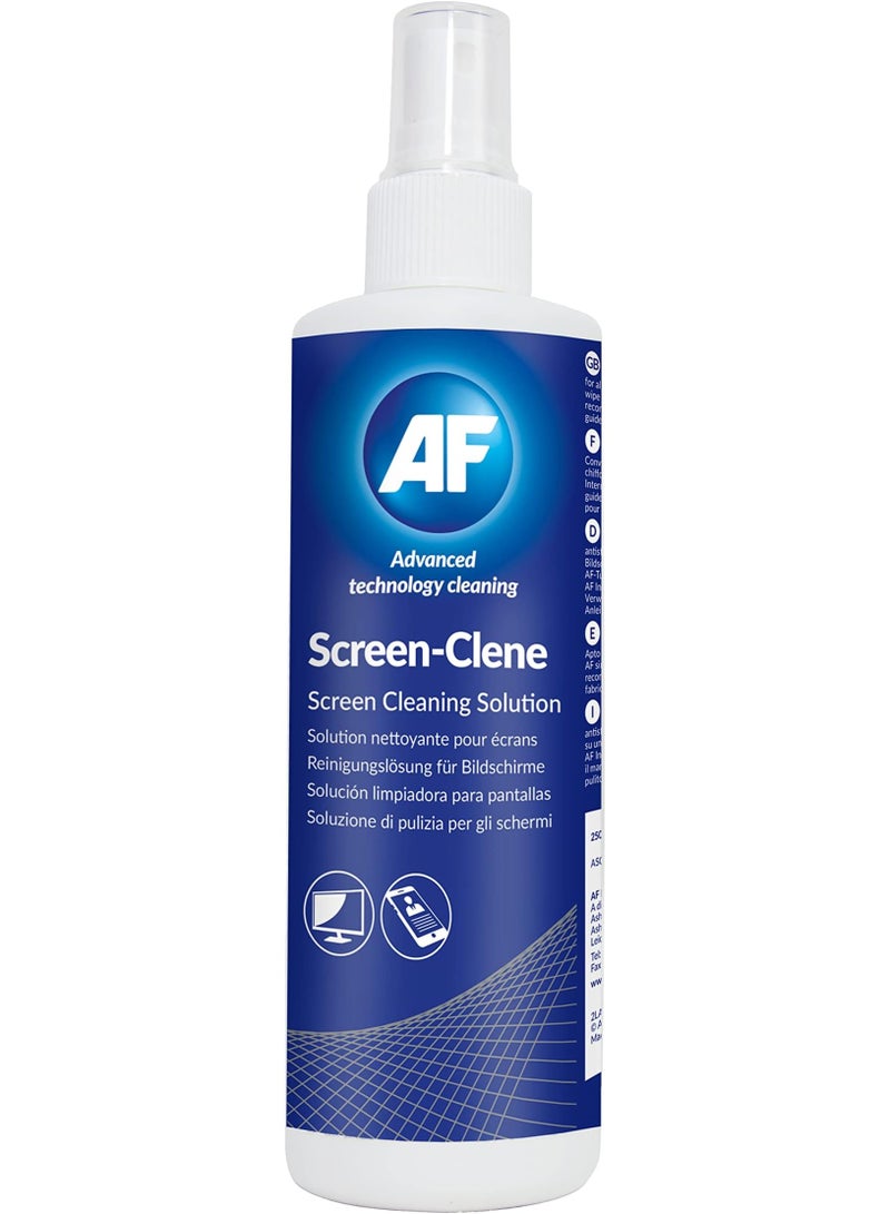 AF Screen Cleaner Spray 250ml - Cleaning Solution For Mobile Phones, TV's, Laptops, Monitors, LED, LCD, Plasma & Tablets, Clear, - Image 1