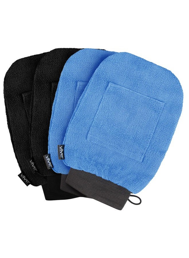 VIVE Exfoliating Mitts for Body (4 Pack) - Scrub Gloves with Soap-Saver Pocket - Body Exfoliate Shower Dead Skin Remover - Deep Microdermabrasion Exfoliator for Kerastosis Pilaris - Premium  - Image 1