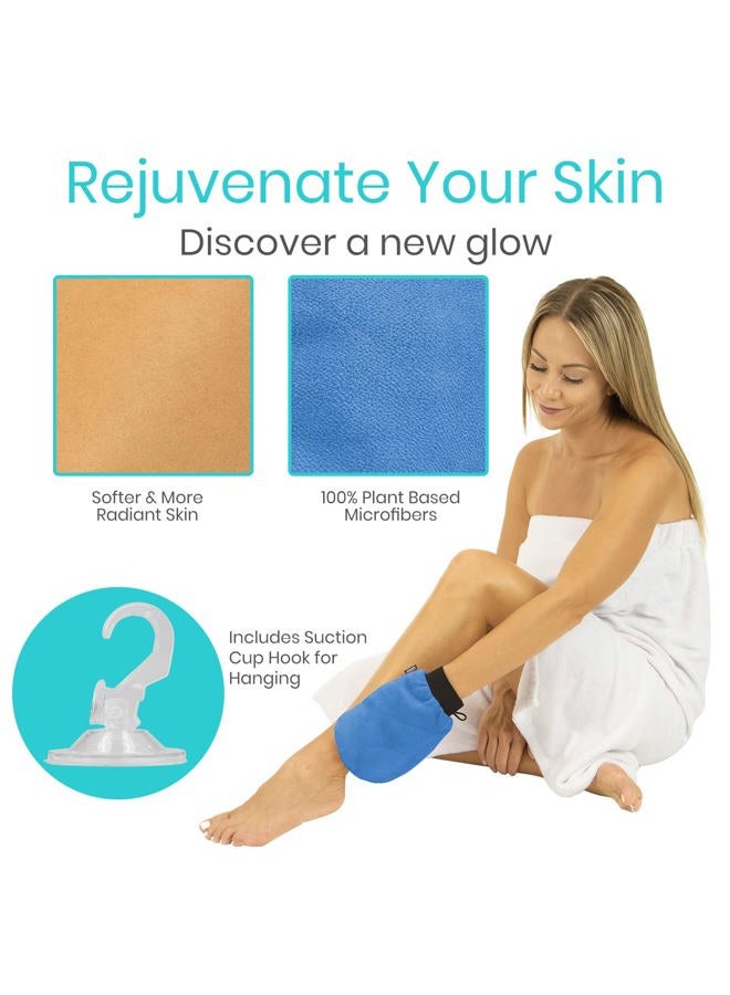VIVE Exfoliating Mitts for Body (4 Pack) - Scrub Gloves with Soap-Saver Pocket - Body Exfoliate Shower Dead Skin Remover - Deep Microdermabrasion Exfoliator for Kerastosis Pilaris - Premium  - Image 3