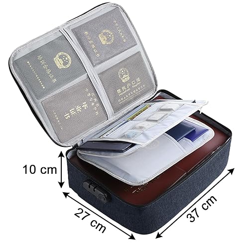 SGMVK Multipurpose Document Organizer with Lock, Upgraded File Organizer Home Office Travel Safe Storage for Important Documents Files and More Small Certificate Bank Document Bag A4 Document Bag - Image 2