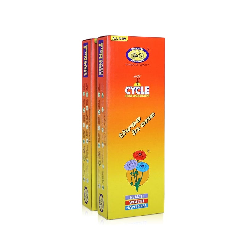 CYCLE Cycle Pure Agarbatti Three in One Incense Sticks Pack of 2 250gm per Pack 3 Signature Fragrances Floral Woody Lily I Natural Fragrance for Puja Meditation Refreshing Ambience - Image 1