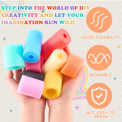 Frienda 50 Pcs Pool Noodles Bits Multicolor Craft Small Size Versatile Mixed Floating Pool Noodles Foam Rope Tube for Play or DIY Craft Multipurpose (1.18"-2.36" Dia.,Regular Colors) - Image 3
