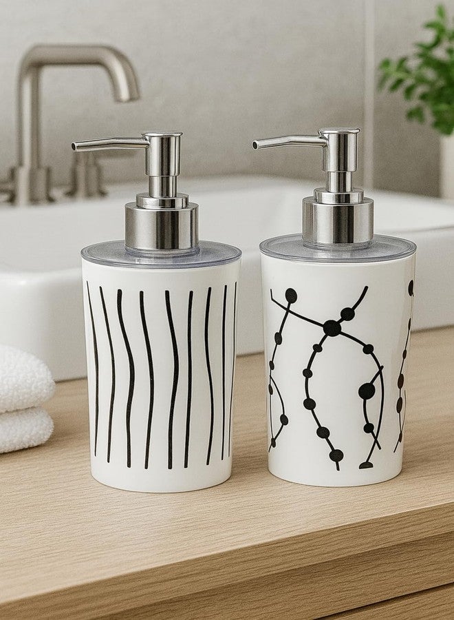 LAGET® Unbreakable Liquid Soap/Shampoo/Hand wash/Sanitizer/Lotion Dispenser Plastic Bottle with Pump for handwash in Bathroom/Kitchen Sink Pack of 2 Capacity 350 Ml Each (White Star Round) - Image 3