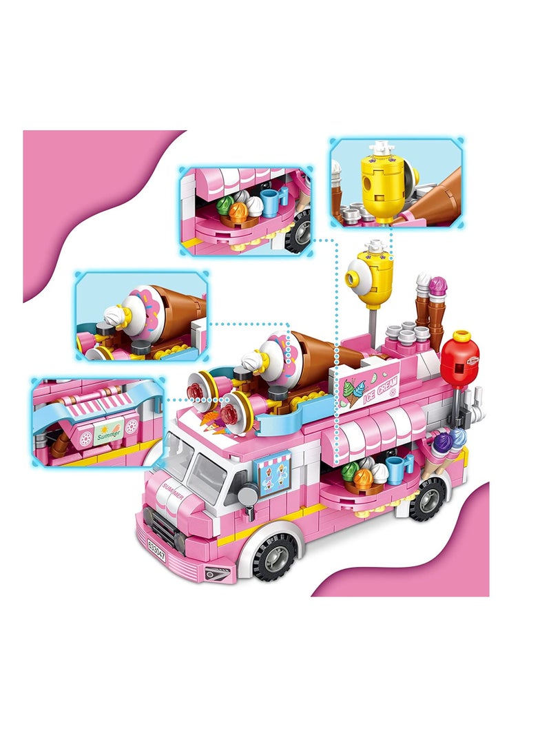 Building Toys for Girls, 12 in 1 Ice Cream Truck Building Blocks Construction Vehicles Kit, STEM Learning Building Bricks Set, Birthday Gifts for Kids Children Girls Age 6 12 553 Pieces  - Image 5