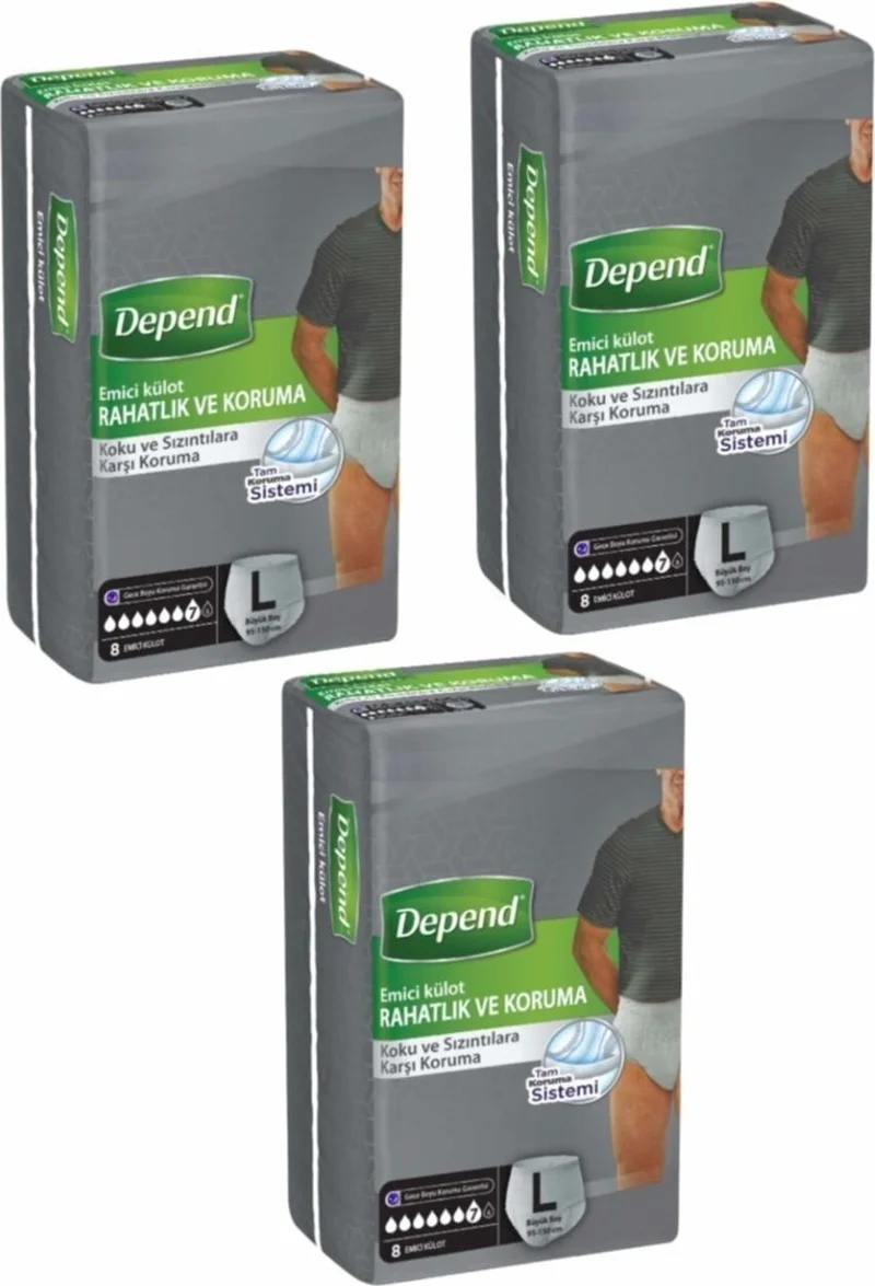 Depend Large Size 10 Piece Men's Absorbent Briefs Large 30 Pieces