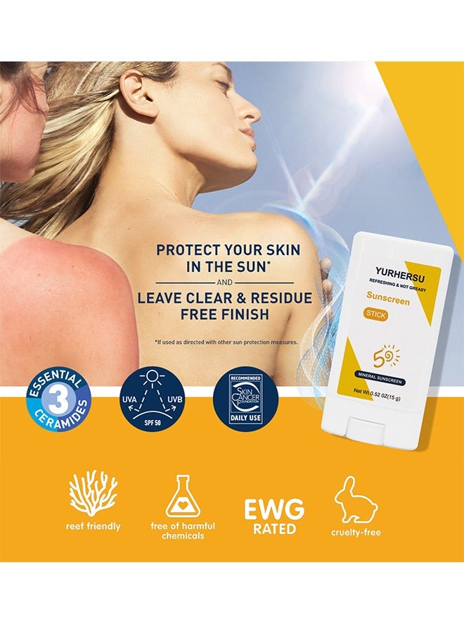 YURHERSU Sunscreen Stick, Relief Sun Organic Sunscreen SPF50 , Moisturizing Sunscreen, Breathable, Refreshing, Easy To Apply Sunscreen Stick - Image 2