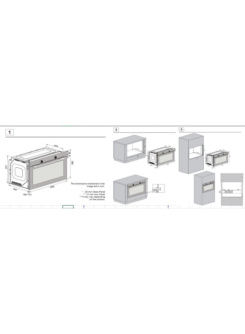 GL General 132 Lt Built in Electrical Oven, 60x90cm, Turbo Fan, 3 Layer Door, Maximum Capacity - Image 2