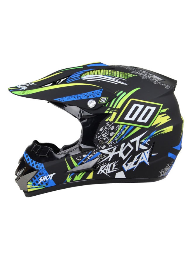 125 Blue Qq Motorcycle Locomotive Pull Off-road Helmet Mountain Bike Racing Speed Drop Full Helmet Men's And Women's Full Helmet Three Piece Set