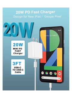 Generic محول طاقة USB-C مع كابل لهاتف Google Pixel 6/6 Pro/5/4a/4/3/3XL/3a، iPad Pro  - Image 2
