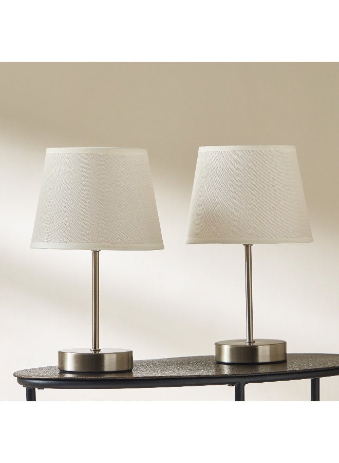 Home Box طقم مصابيح طاولة معدنية من إيمزي مكون من قطعتين مع ظل من الكتان - 30 سم - Image 1