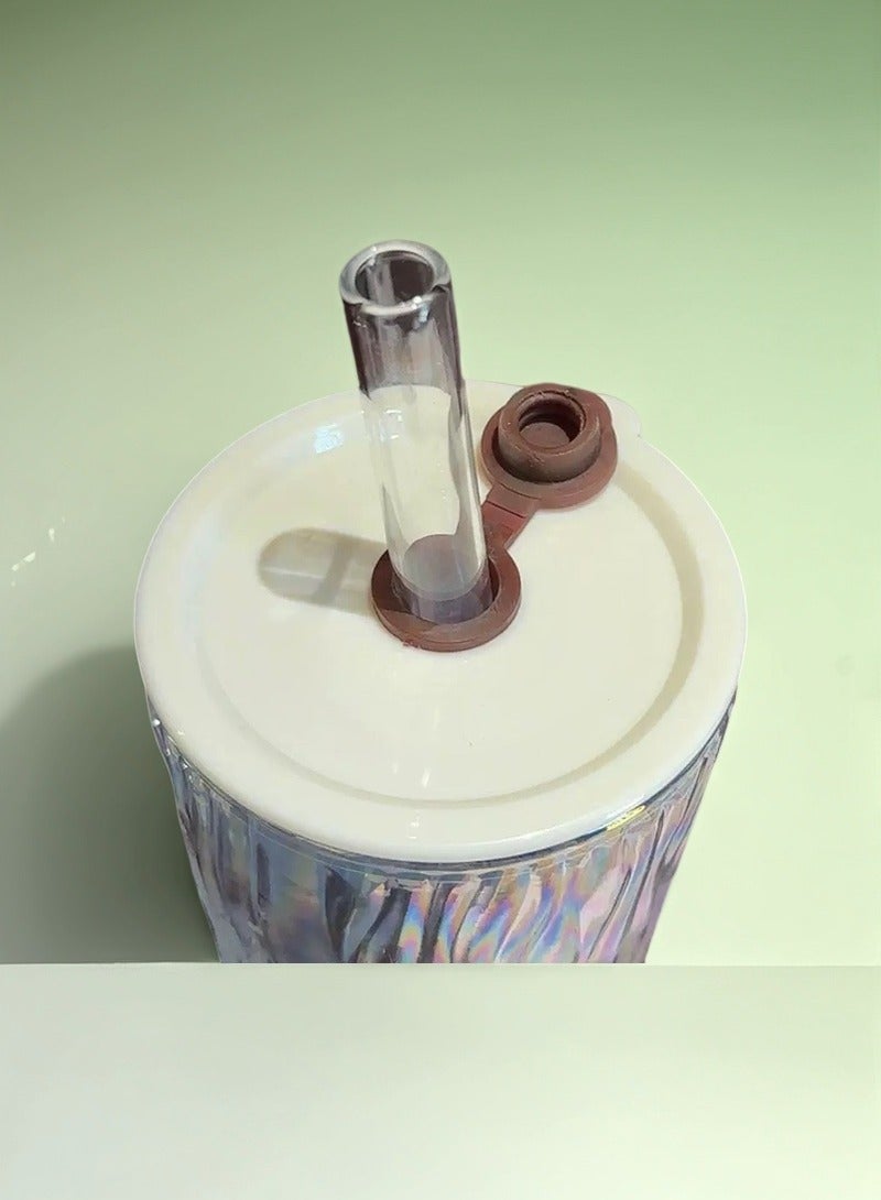 AceLuste Glass Coffee Cup with Straw and Seal Lid, Leakproof Iced Coffee Mugs, Cute Water Cup, Gradient Color Design Drinking Bottle 650ml  - Image 5