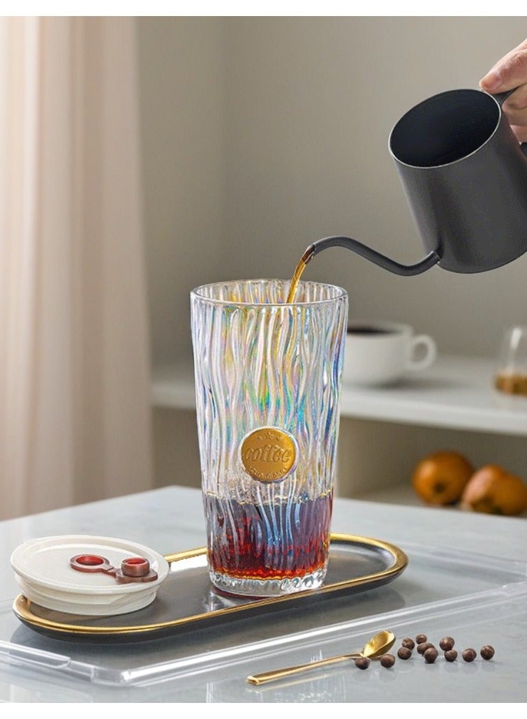 AceLuste Glass Coffee Cup with Straw and Seal Lid, Leakproof Iced Coffee Mugs, Cute Water Cup, Gradient Color Design Drinking Bottle 650ml  - Image 4
