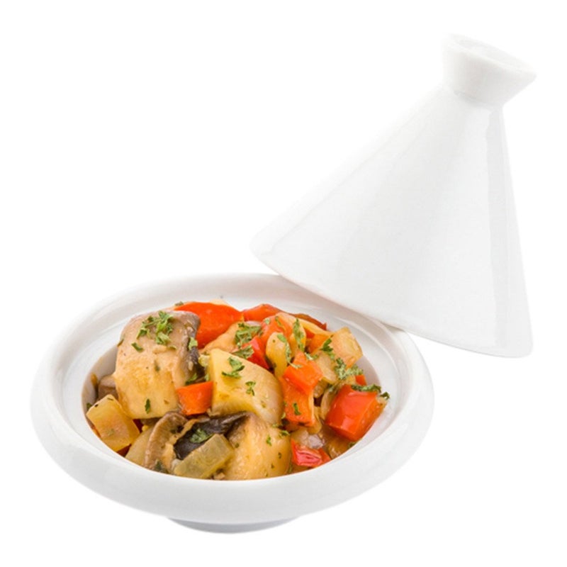 Restaurantware Restaurantware 35 Inch Tajine Pots 10 Mini White Appetizer Bowls  Tajine Style With Dome Cover White Porcelain Tiny Bowls ChipResistant For Samples Sauces Or Spices 