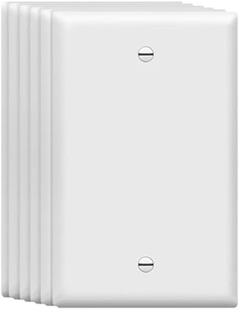 ZEFTV Mid-Size Blank Wall Plates 1-Gang 4.89" x 3.12" blank Switch Outlet Electrical Cover Plate Unbreakable Thermoplastic Faceplate for Light Receptacle Outlet Switch, White (6 Pack) - Image 1