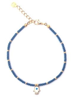 Alwan Long Size Crystal Anklet with an Evil Eye in the Center of a Hamsa  - Image 2