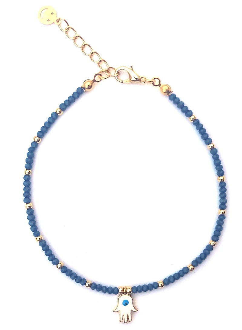 Alwan Long Size Crystal Anklet with an Evil Eye in the Center of a Hamsa - Image 2