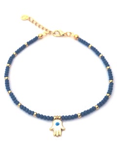 Alwan Long Size Crystal Anklet with an Evil Eye in the Center of a Hamsa  - Image 1