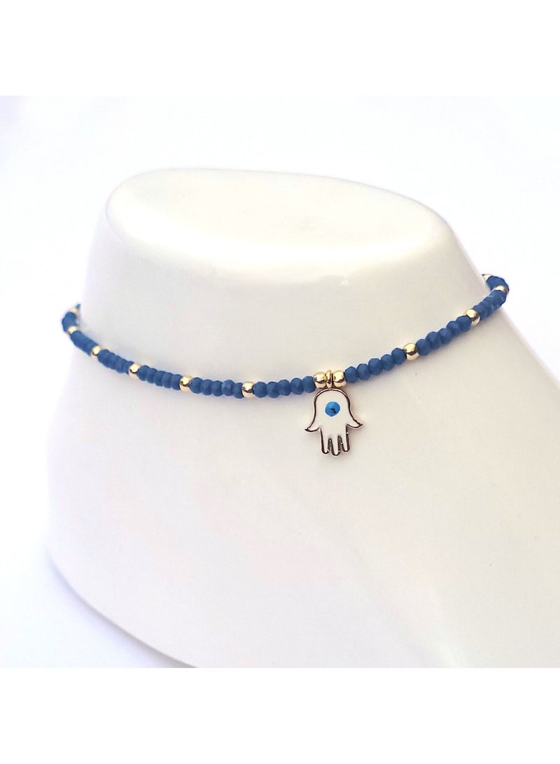 Alwan Long Size Crystal Anklet with an Evil Eye in the Center of a Hamsa - Image 3