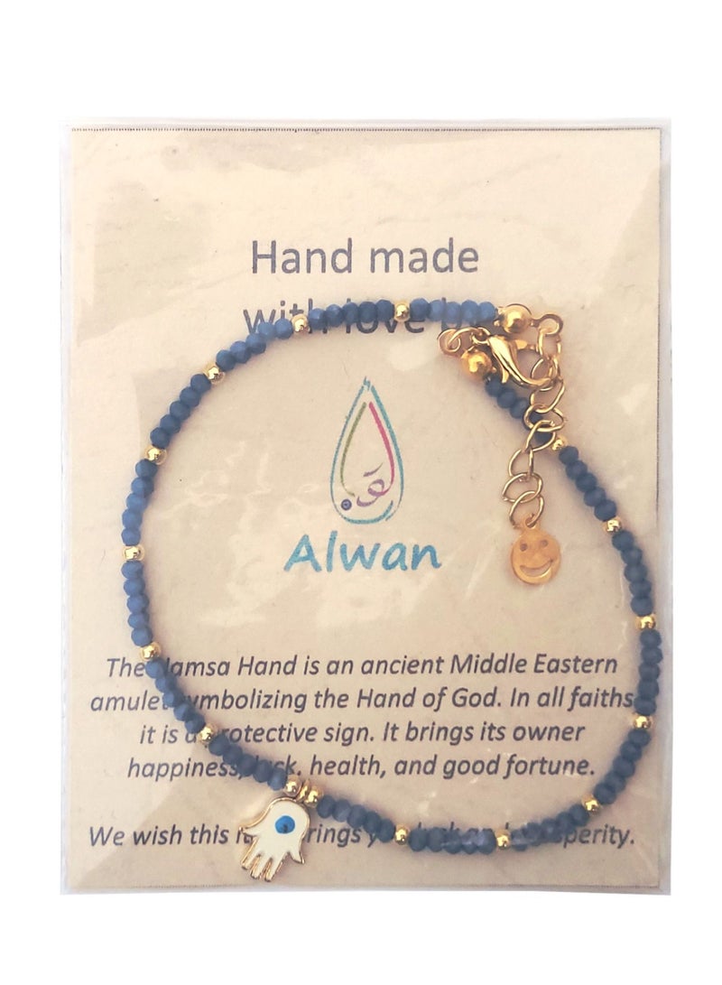 Alwan Long Size Crystal Anklet with an Evil Eye in the Center of a Hamsa - Image 4