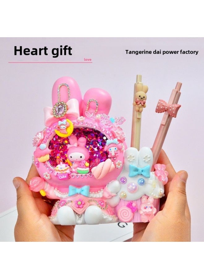 Children's Handmade Boutique Pen Holder Night Light Komi Girl Creative Practical Birthday Gift Night Light-Specifications:Ordinary Kraft Paper Box Packaging-Color:Pink Melody Pen Holder Lamp (including Diy Material Package))  - Image 4