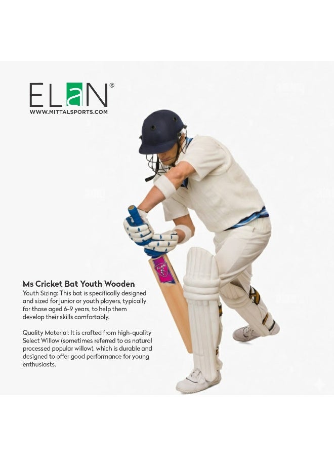 Elan Youth Wooden Cricket Bat Pink – Lightweight youth Cricket Bat with Durable Wood Blade and Comfort Grip for Training and Match Play for Soft Balls - Image 5